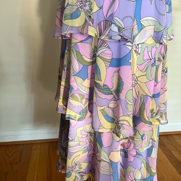 Tahari ASL Pastel Floral Halter Midi Dress - Picture 2 of 3